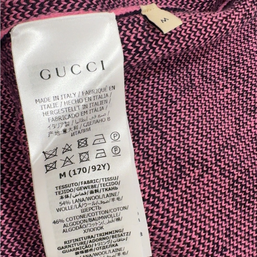 Gucci Pink and Black Knit Cardigan with Signature Label - Picture 9 of 11